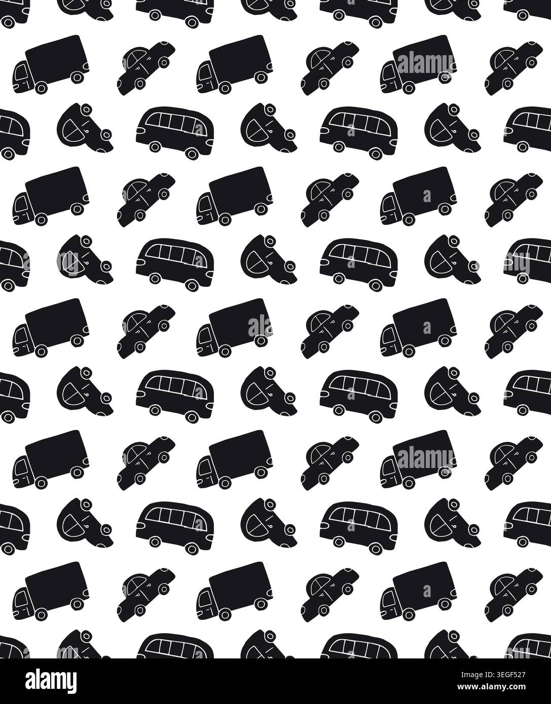 Vector seamless pattern of hand drawn cars Stock Vector