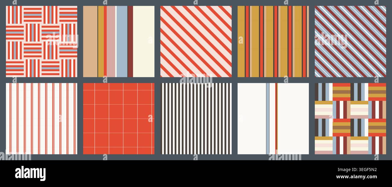 Minimalist Striped and Checkered Patterns Set Stock Vector