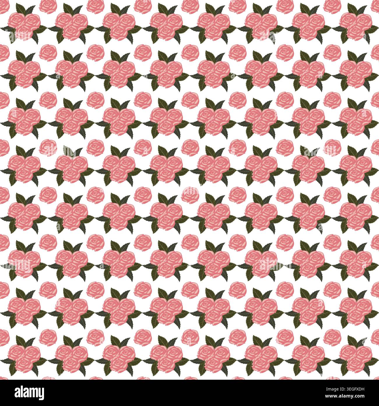 Composition of pink roses. Seamless pattern. Vector illustration. Stock Vector