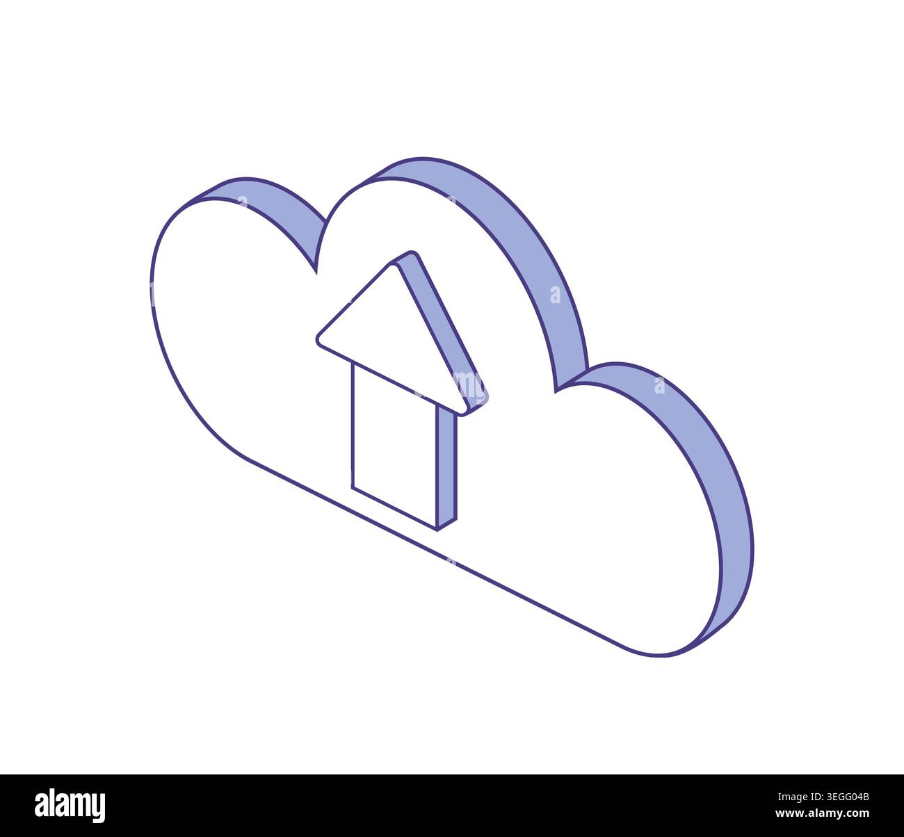 Isometric cloud pictogram. Line art vector illustration for cloud upload, data transfer, backup, synchronization, cloud computing. Stock Vector