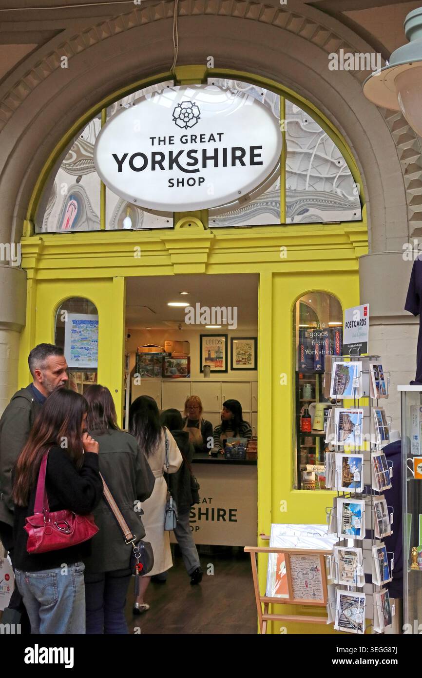 The Great Yorkshire Shop inside Leeds Corn Exchange, Leeds, West Yorkshire, England, UK. Stock Photo