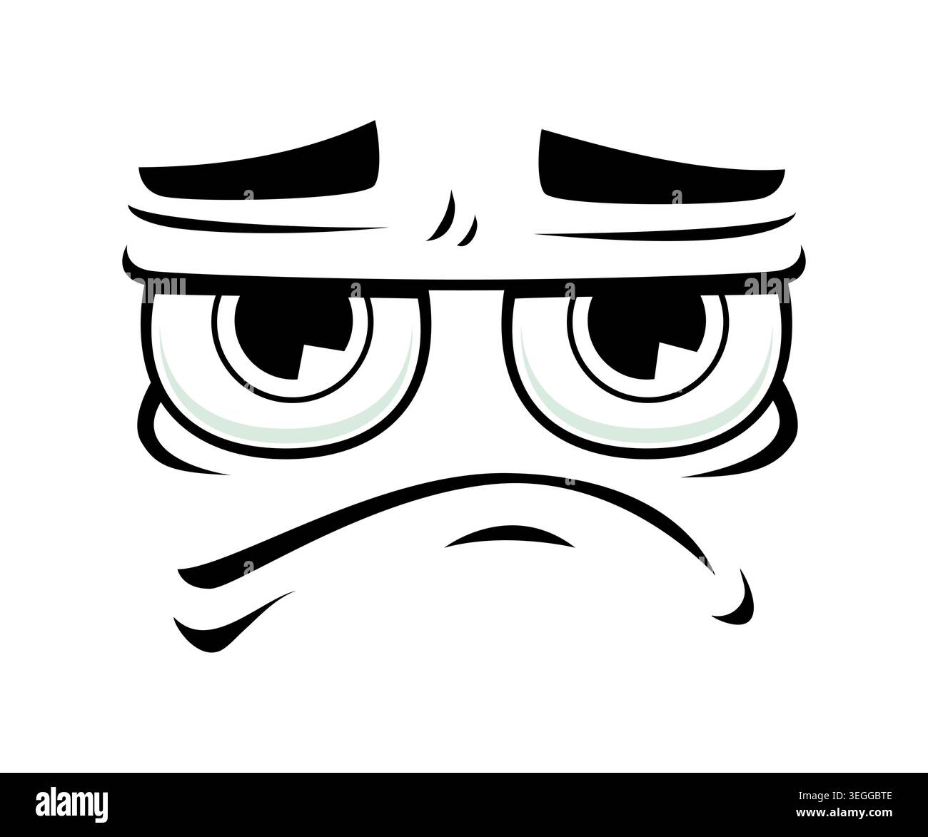 Grumpy Face Reference Grumpy cartoon face emoji with tired droopy eyes and heavy brows ...