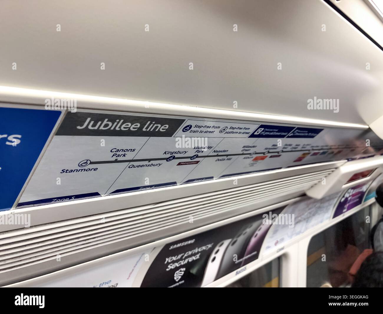 London, United Kingdom, 14 July 2023, Jubilee Line route map inside ...