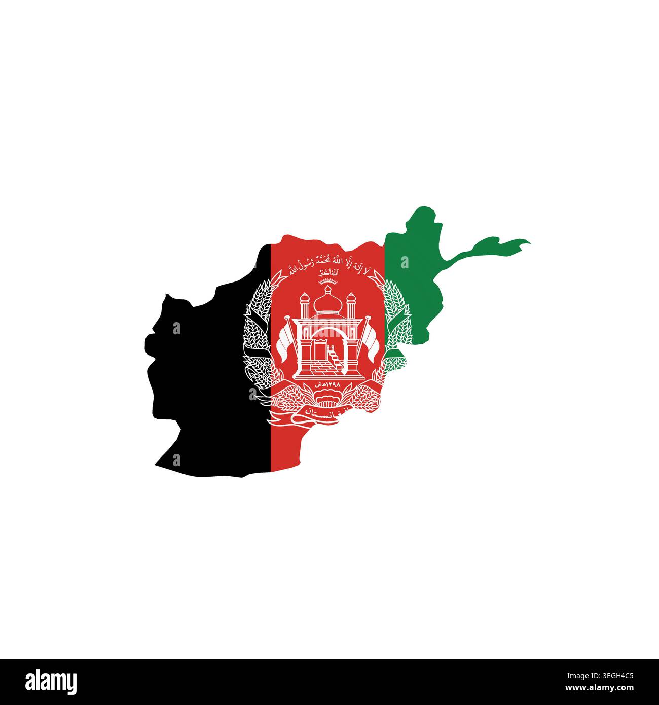 Afghanistan - country map silhouette filled with national flag. Simple flat vector illustration. Stock Vector