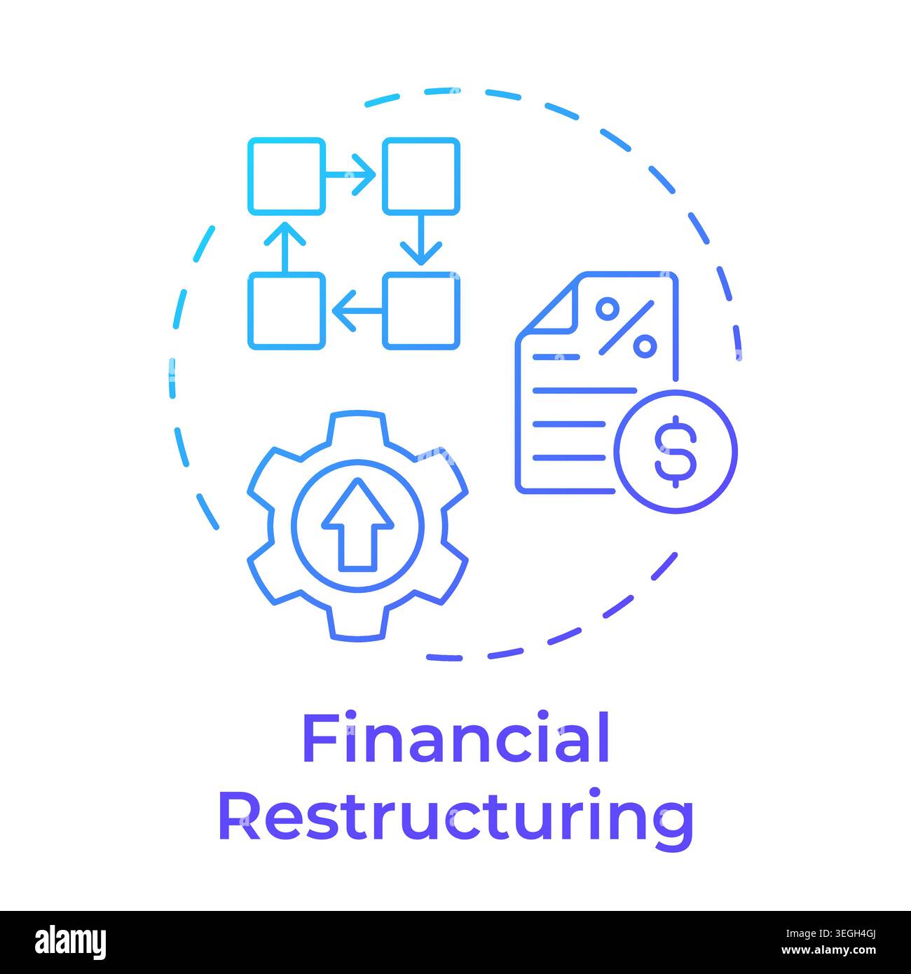 Financial restructuring blue gradient concept icon Stock Vector