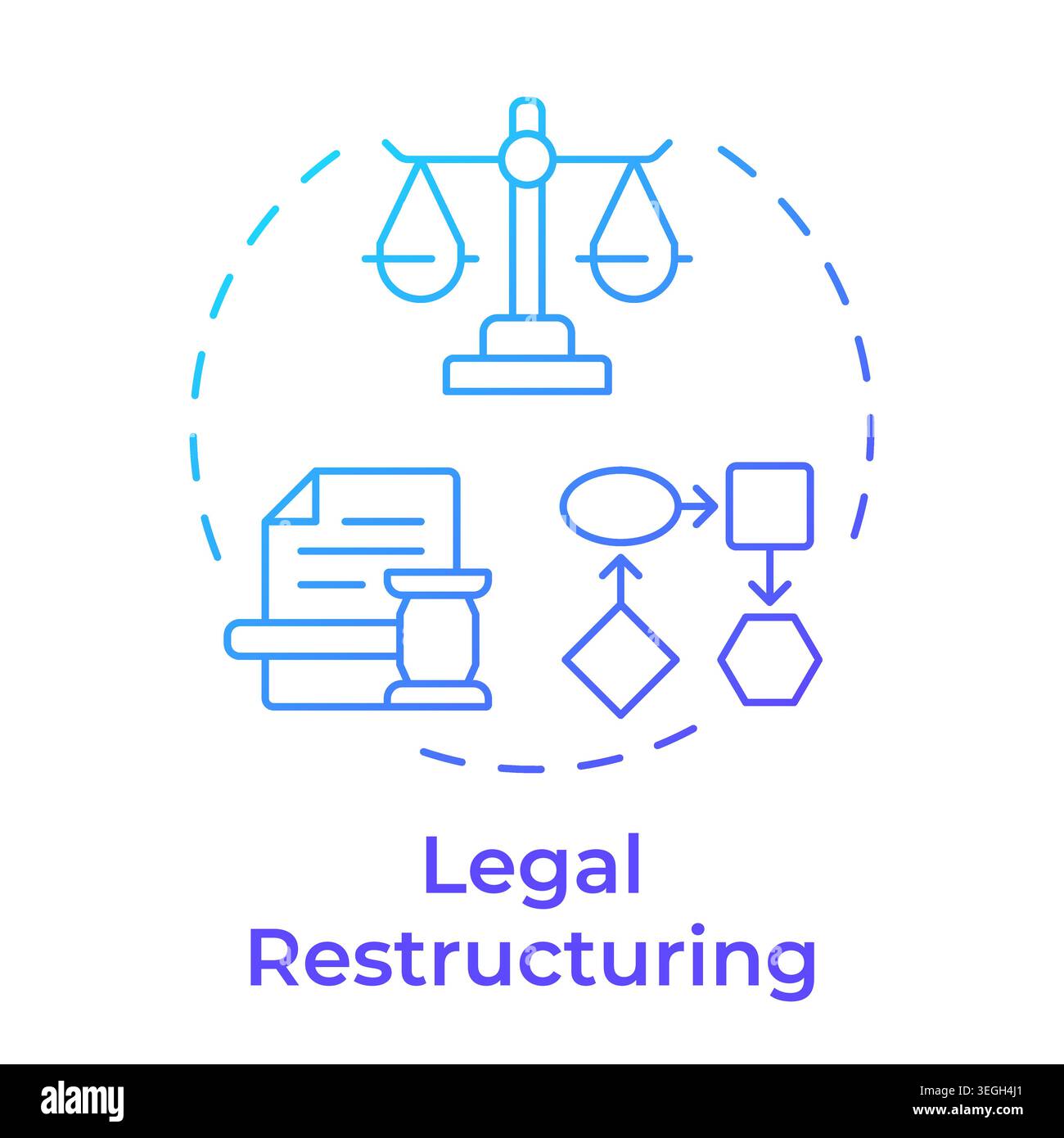 Legal restructuring blue gradient concept icon Stock Vector