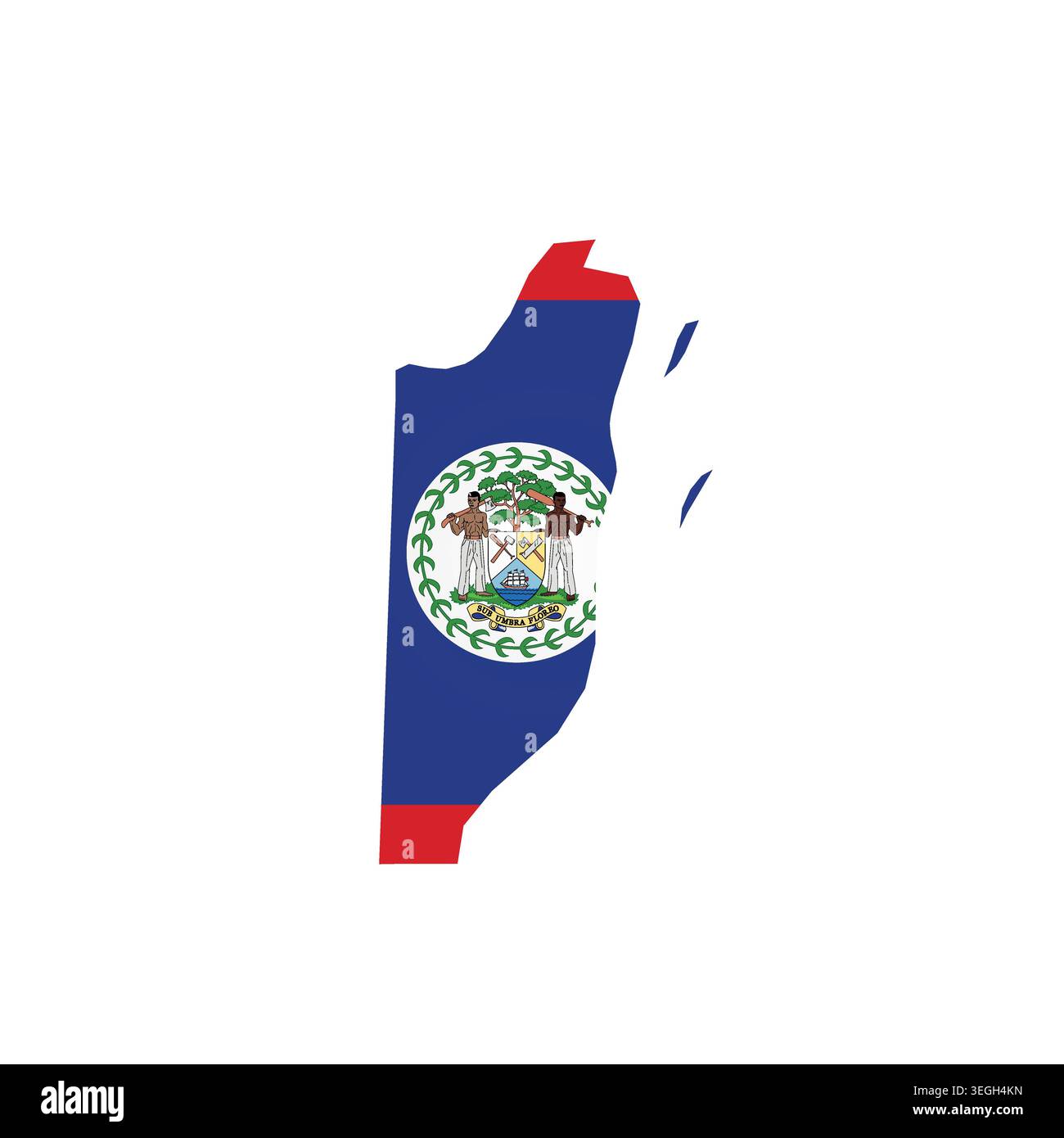 Belize - country map silhouette filled with national flag. Simple flat ...