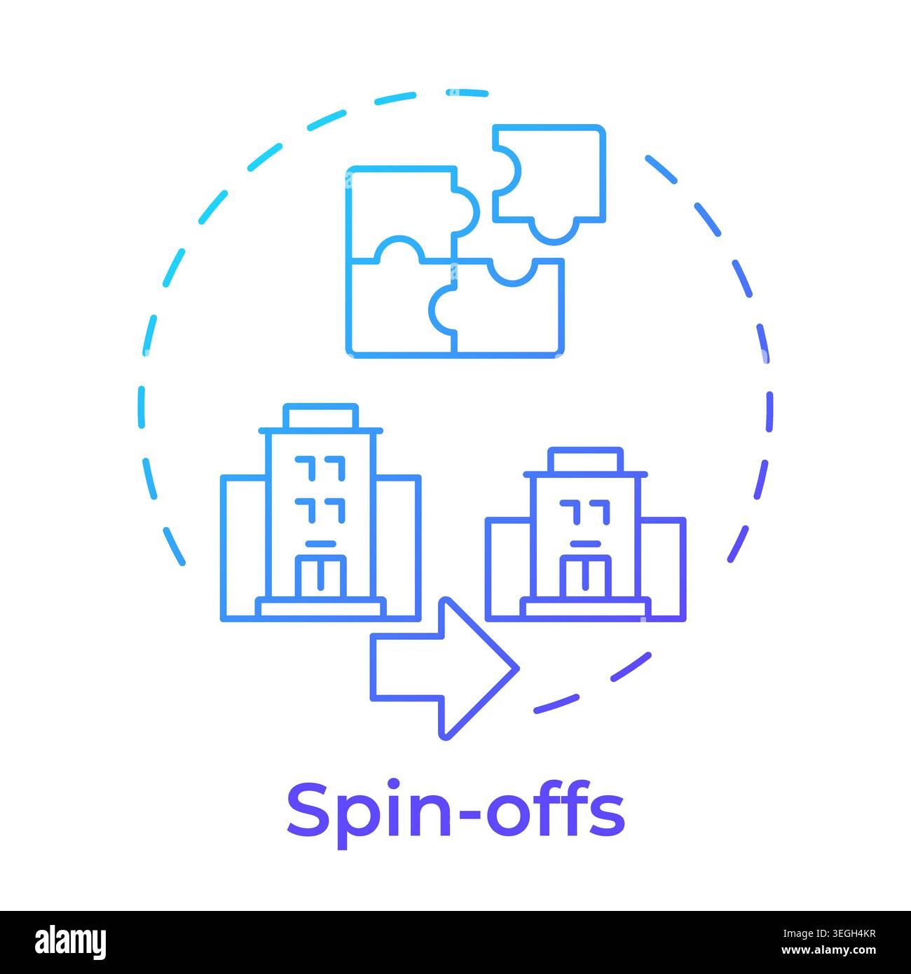 Spin offs blue gradient concept icon Stock Vector