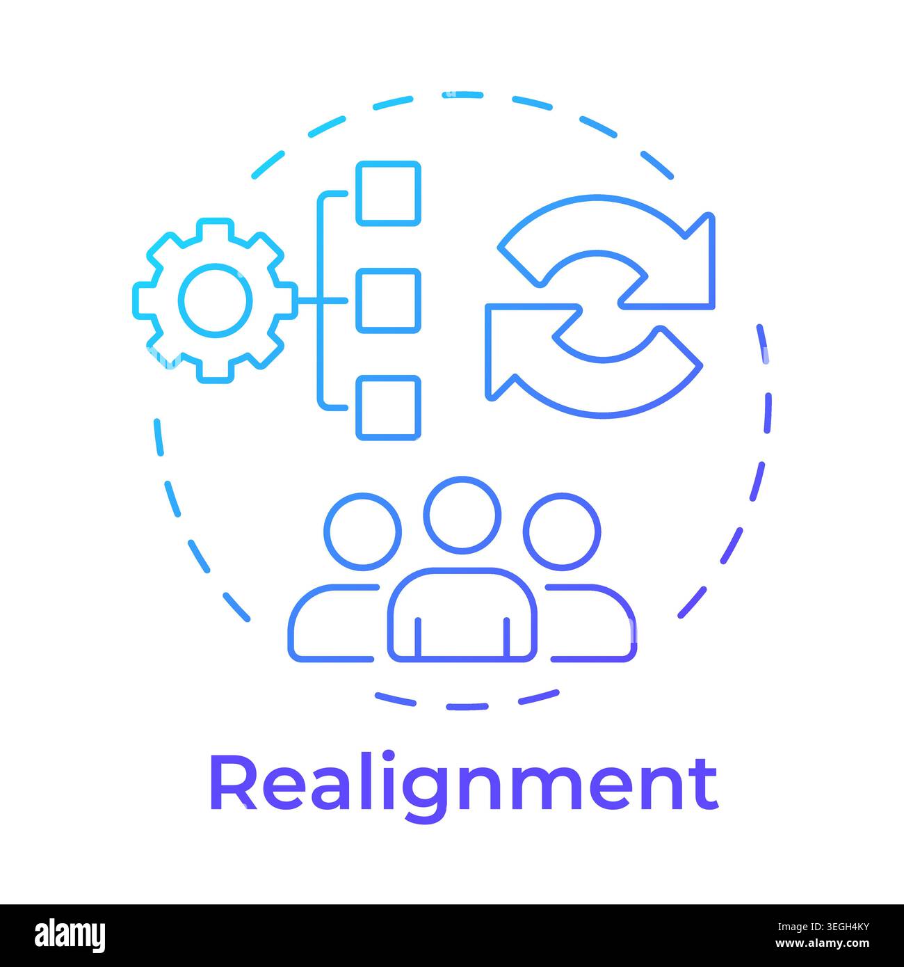 Realignment blue gradient concept icon Stock Vector