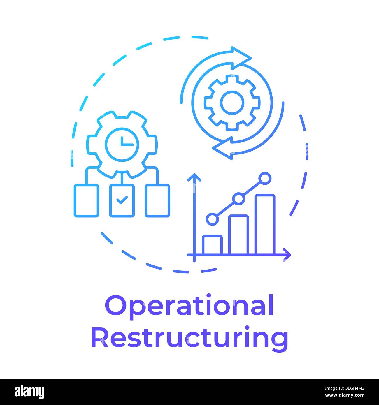 Operational restructuring blue gradient concept icon Stock Vector