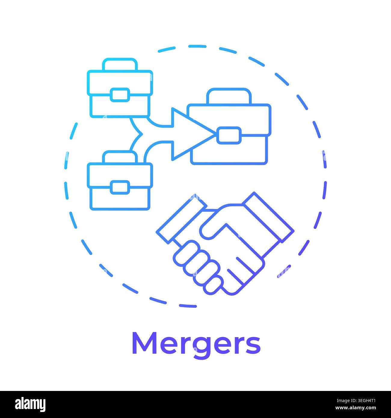 Mergers blue gradient concept icon Stock Vector