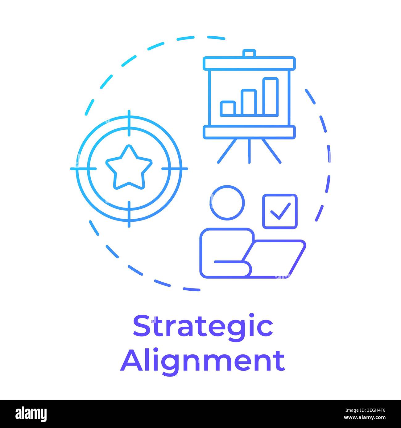 Strategic alignment blue gradient concept icon Stock Vector