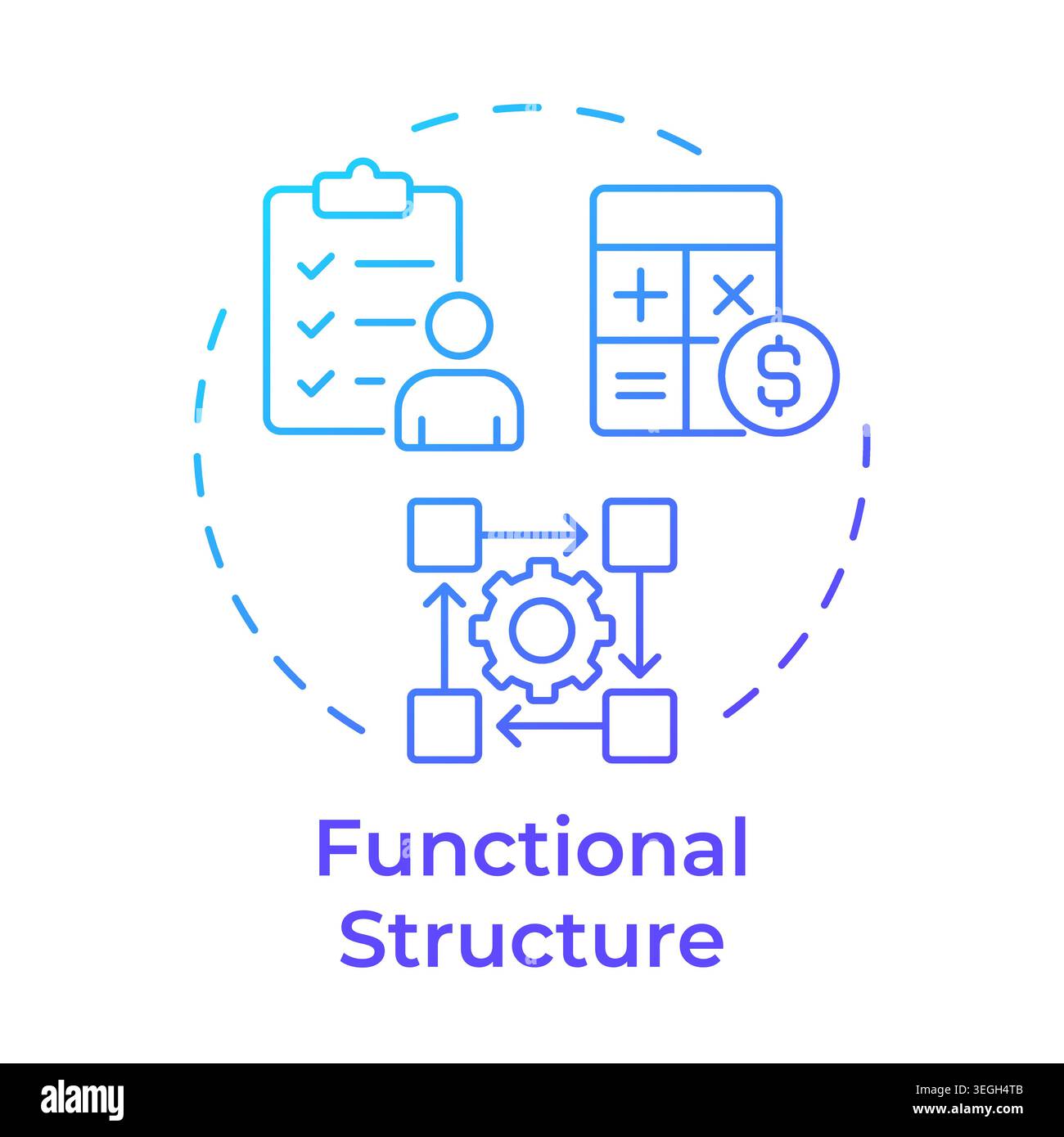 Functional structure blue gradient concept icon Stock Vector