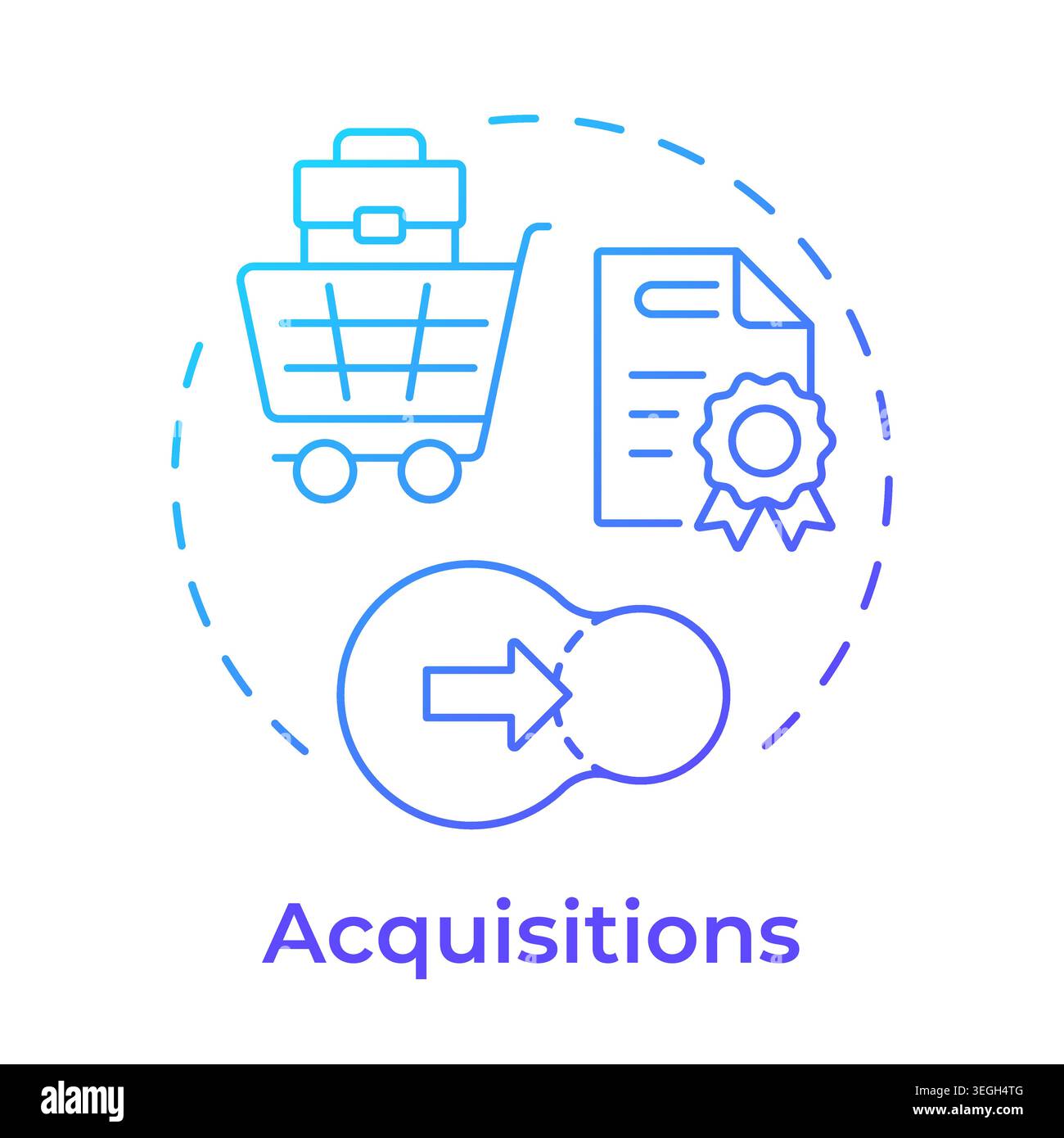 Acquisitions blue gradient concept icon Stock Vector