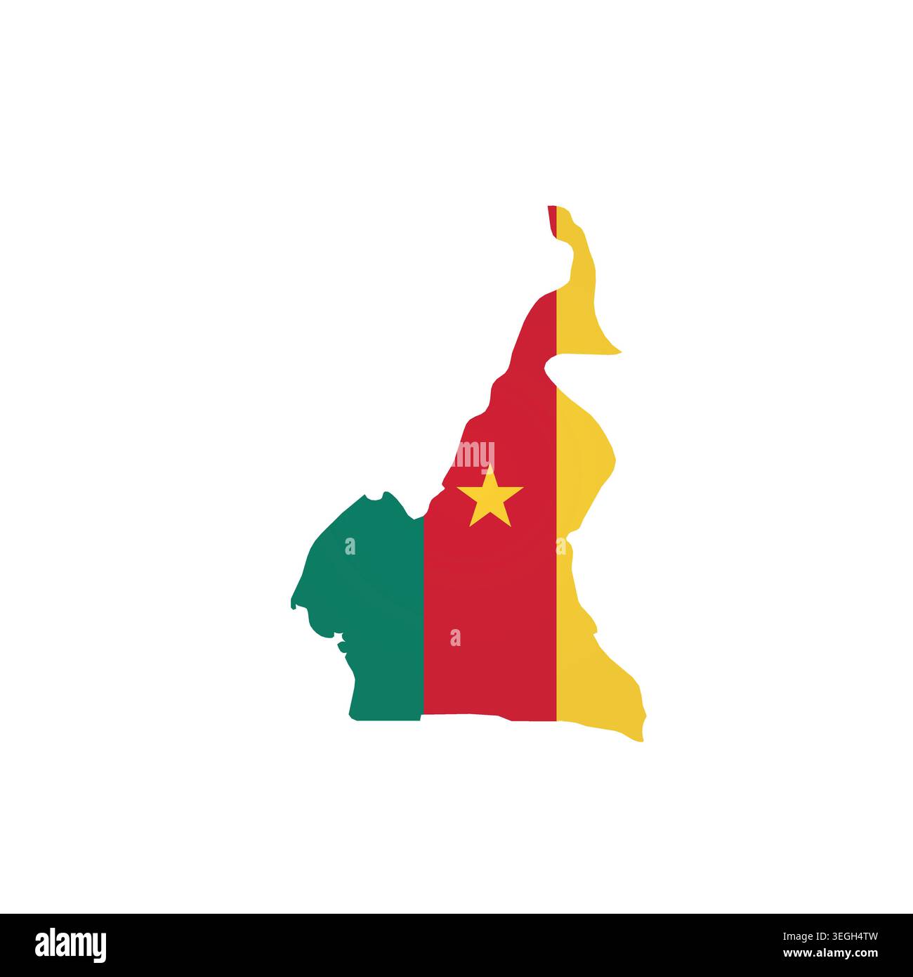 Cameroon - country map silhouette filled with national flag. Simple flat vector illustration. Stock Vector