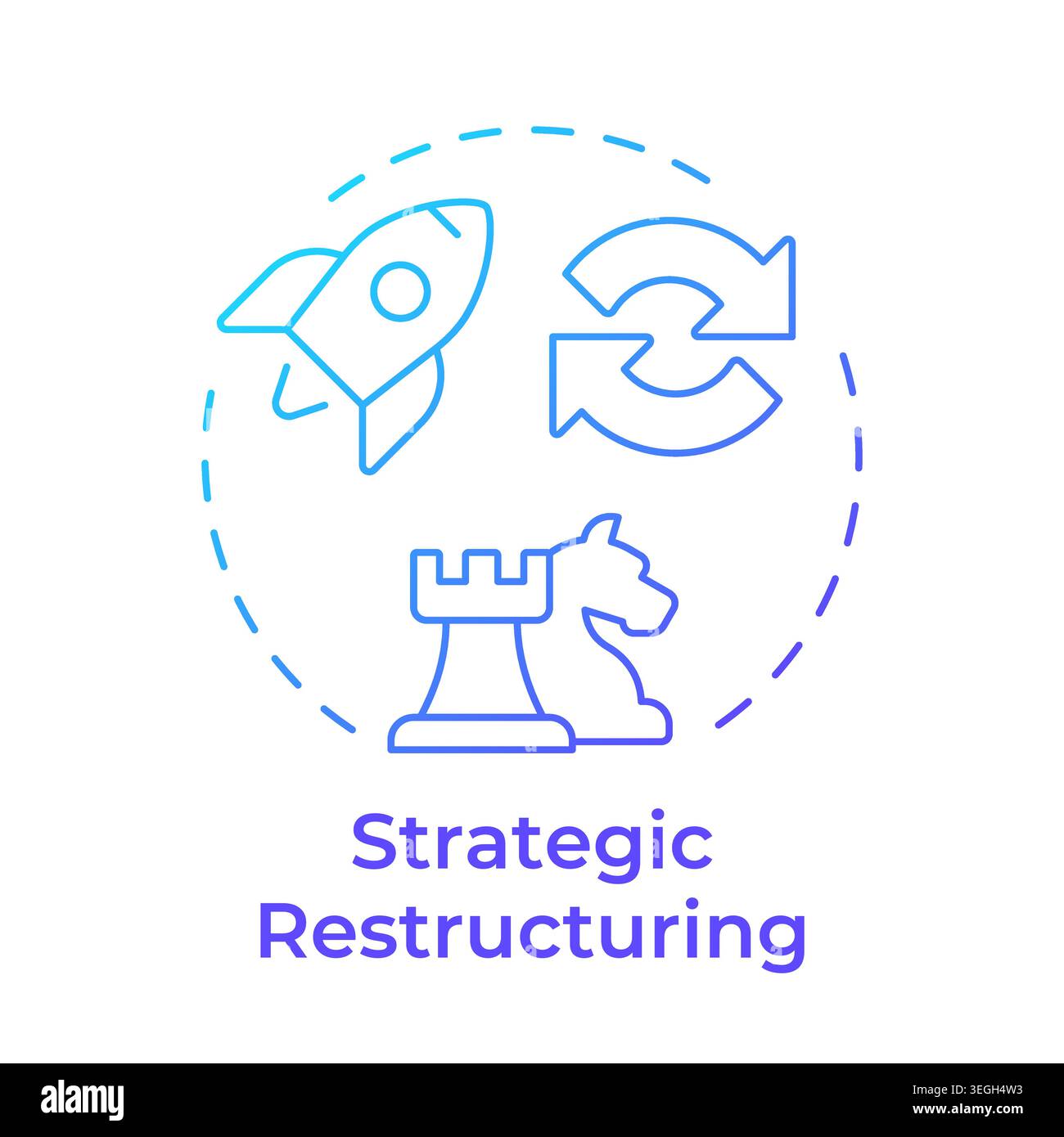 Strategic restructuring blue gradient concept icon Stock Vector