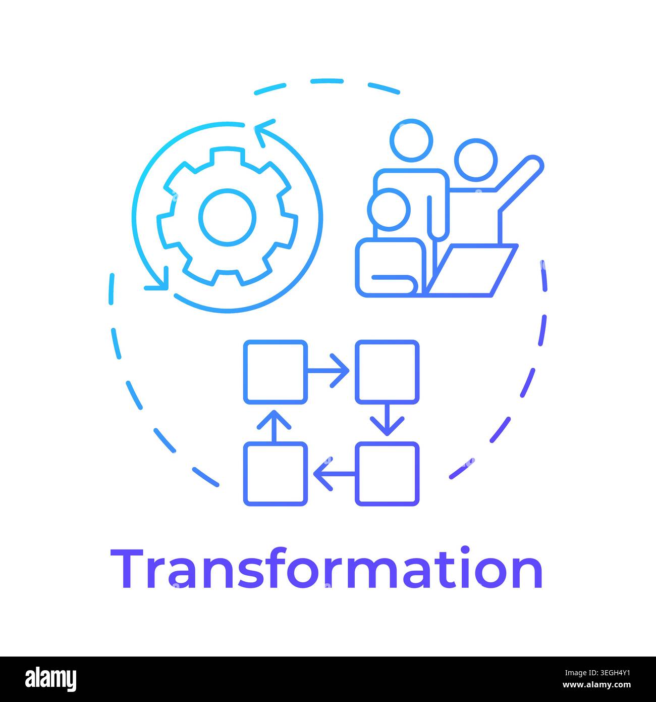 Transformation blue gradient concept icon Stock Vector