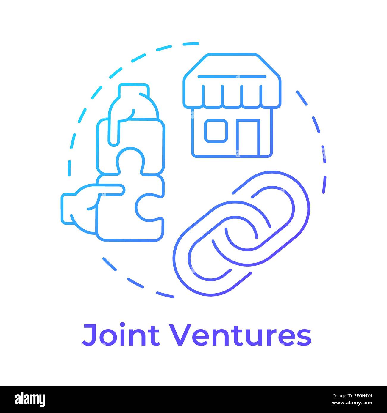 Joint ventures blue gradient concept icon Stock Vector