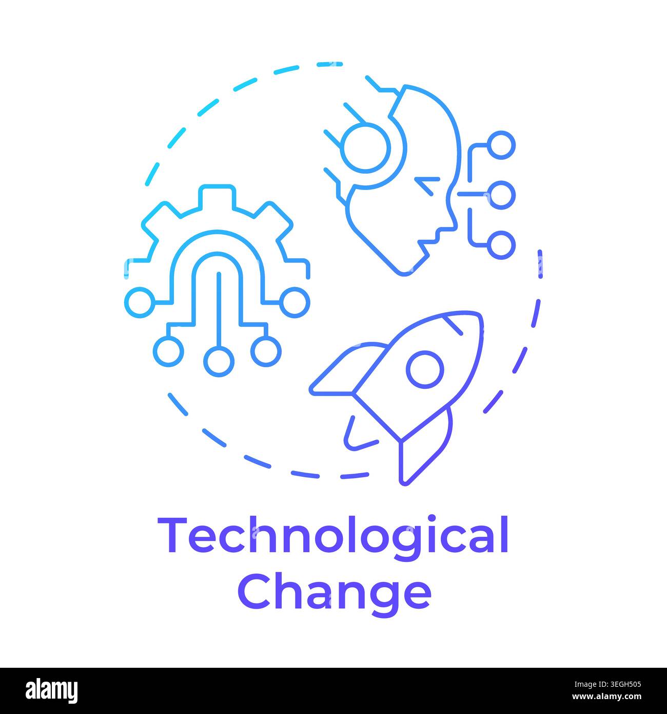 Technological change blue gradient concept icon Stock Vector