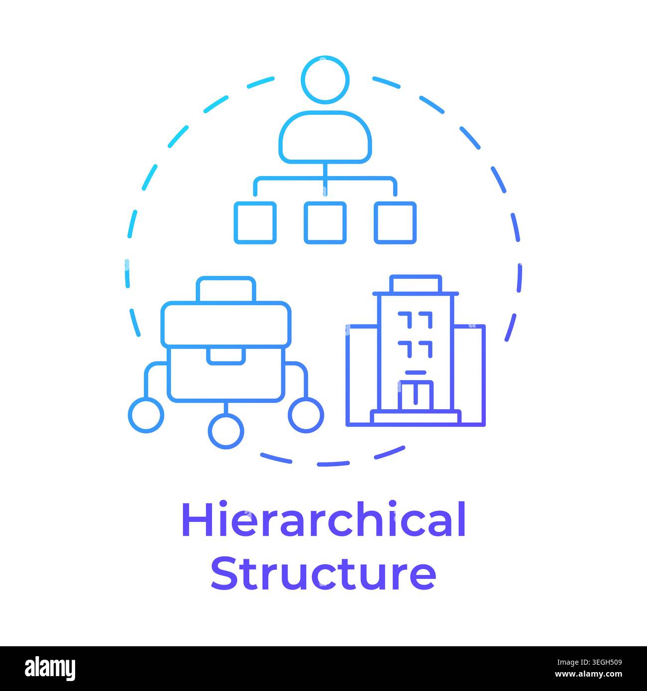 Hierarchical structure blue gradient concept icon Stock Vector