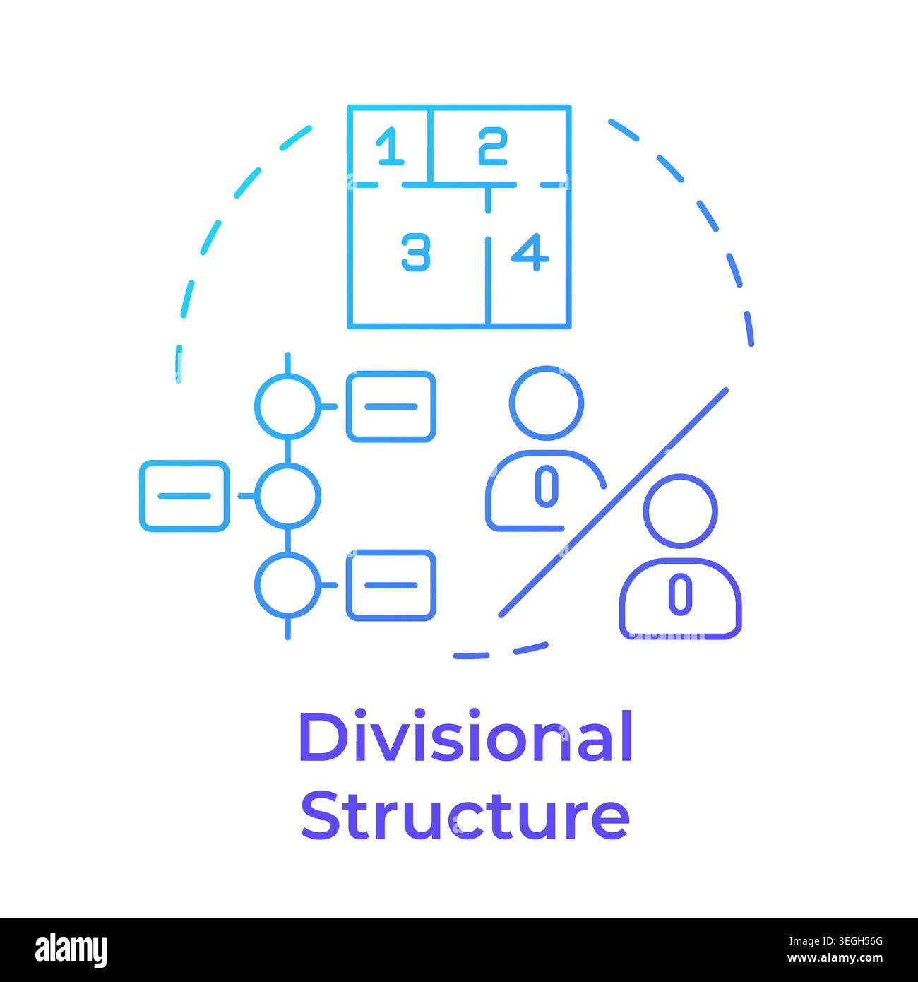Divisional structure blue gradient concept icon Stock Vector