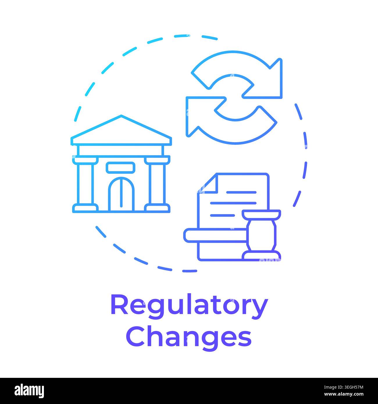 Regulatory changes blue gradient concept icon Stock Vector