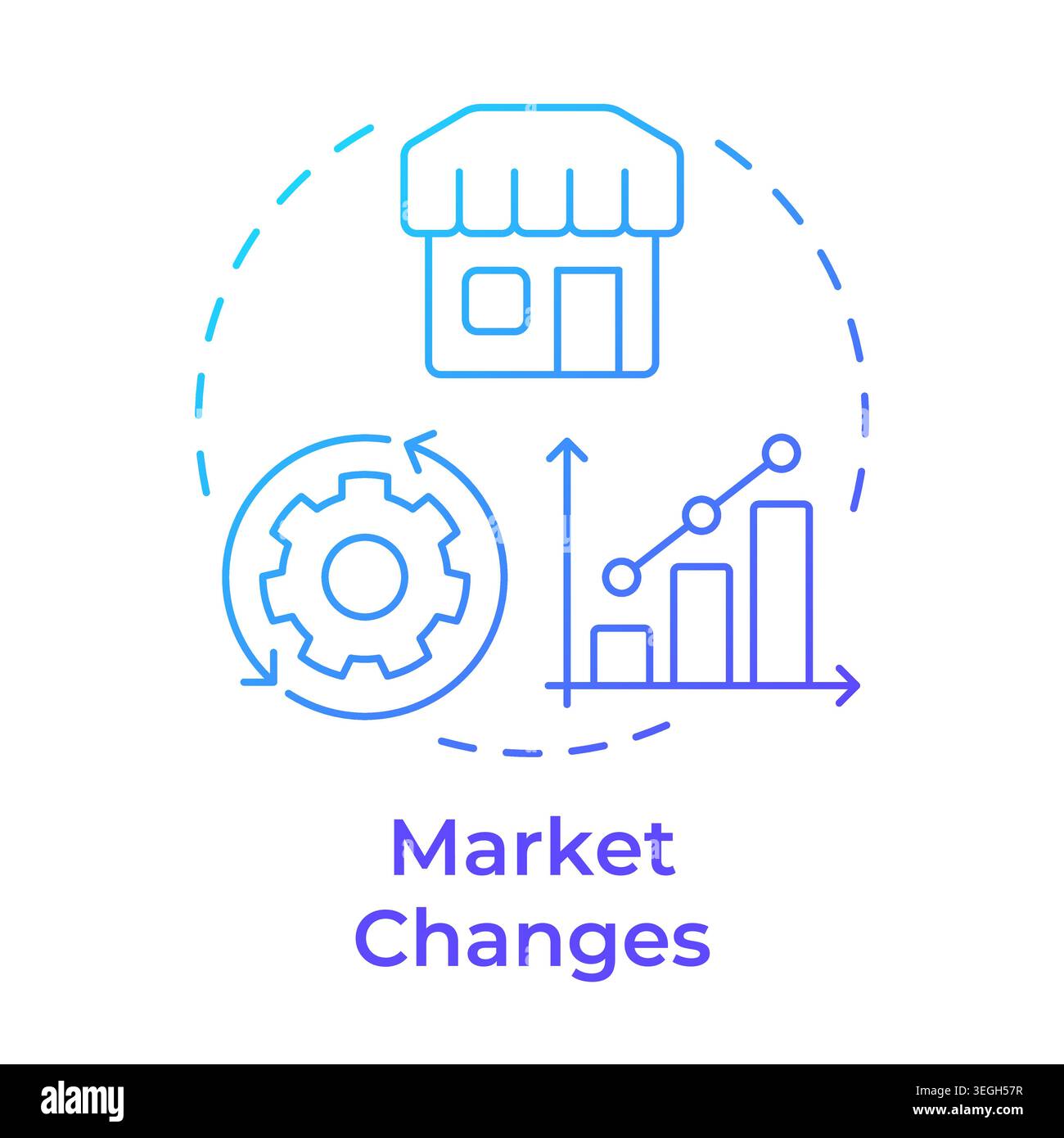 Market changes blue gradient concept icon Stock Vector