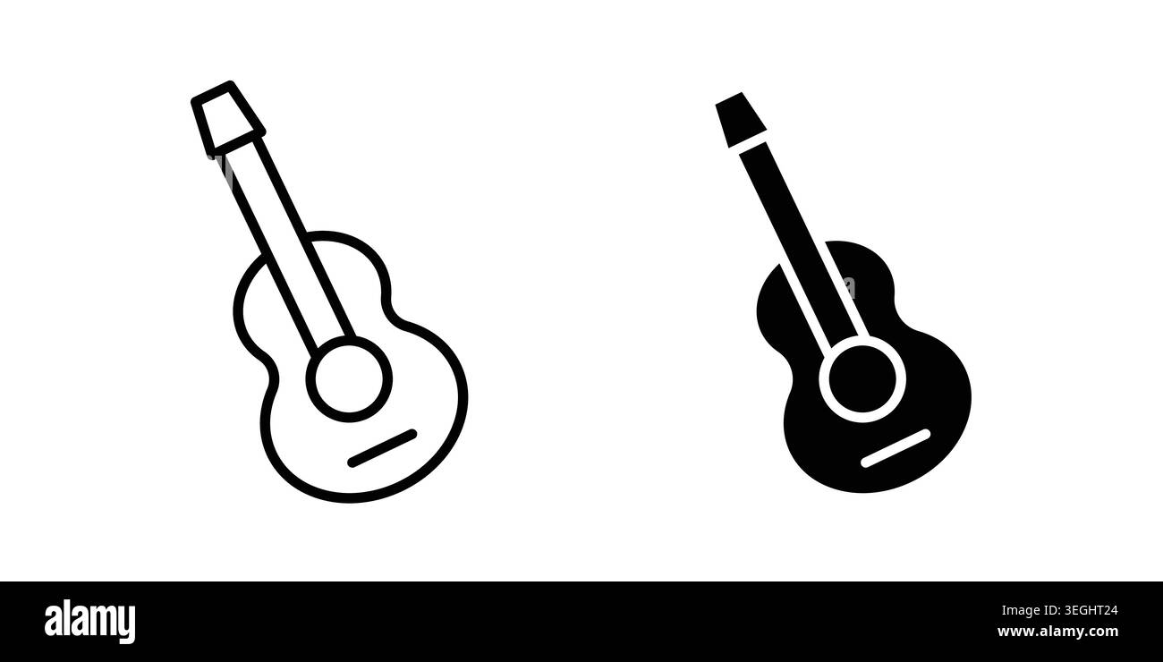 Acoustic guitar icon illustration. Pixel perfect vector graphics Stock Vector