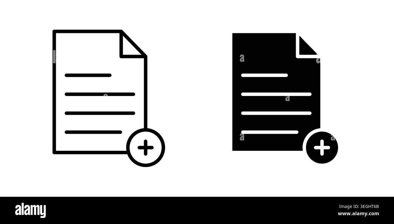 Add document icon illustration. Pixel perfect vector graphics Stock Vector