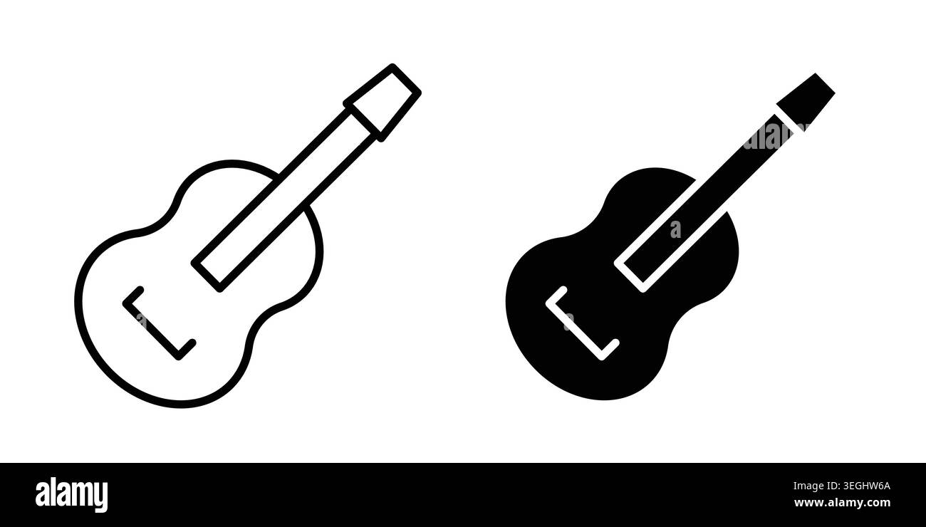 Guitar icon illustration. Pixel perfect vector graphics Stock Vector