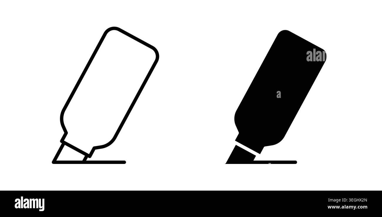 Highlight pen icon illustration. Pixel perfect vector graphics Stock Vector