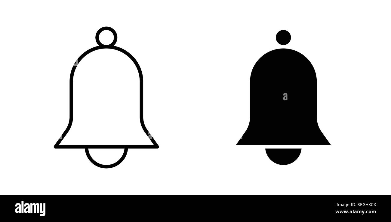 Notification bell icon illustration. Pixel perfect vector graphics Stock Vector