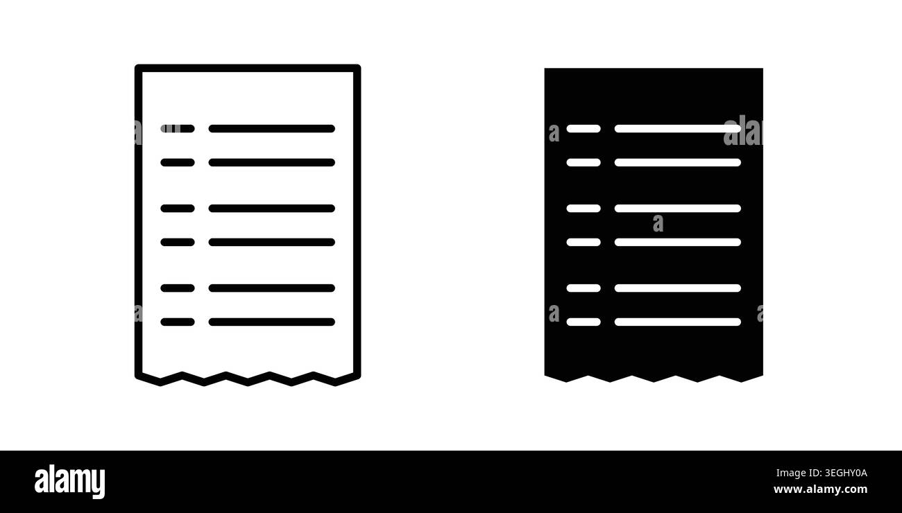 Bill receipt icon illustration. Pixel perfect vector graphics Stock Vector