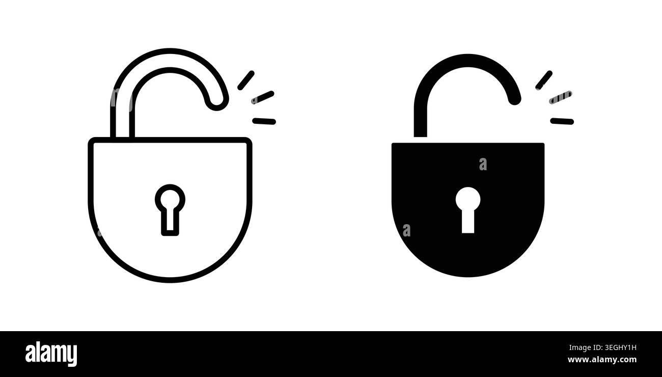 Open lock icon illustration. Pixel perfect vector graphics Stock Vector