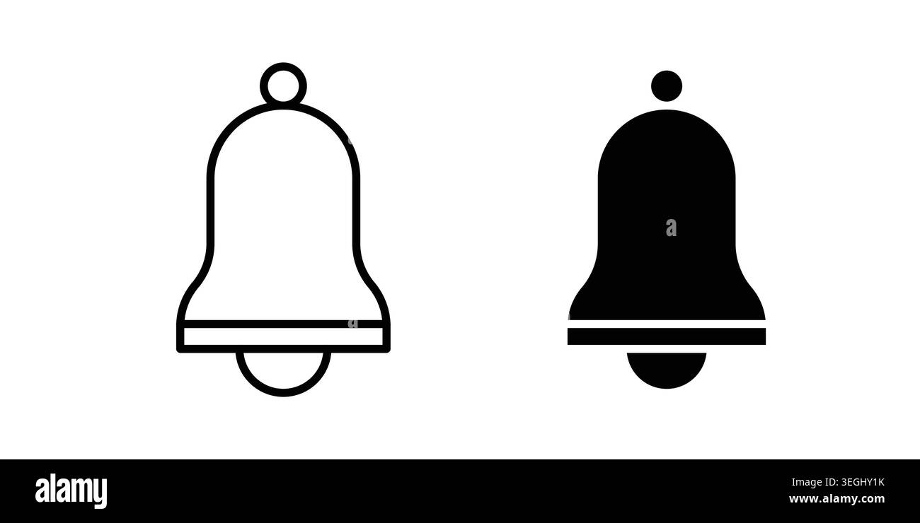 Notification bell icon illustration. Pixel perfect vector graphics Stock Vector