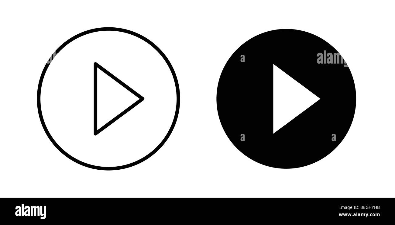 Play button icon illustration. Pixel perfect vector graphics Stock Vector