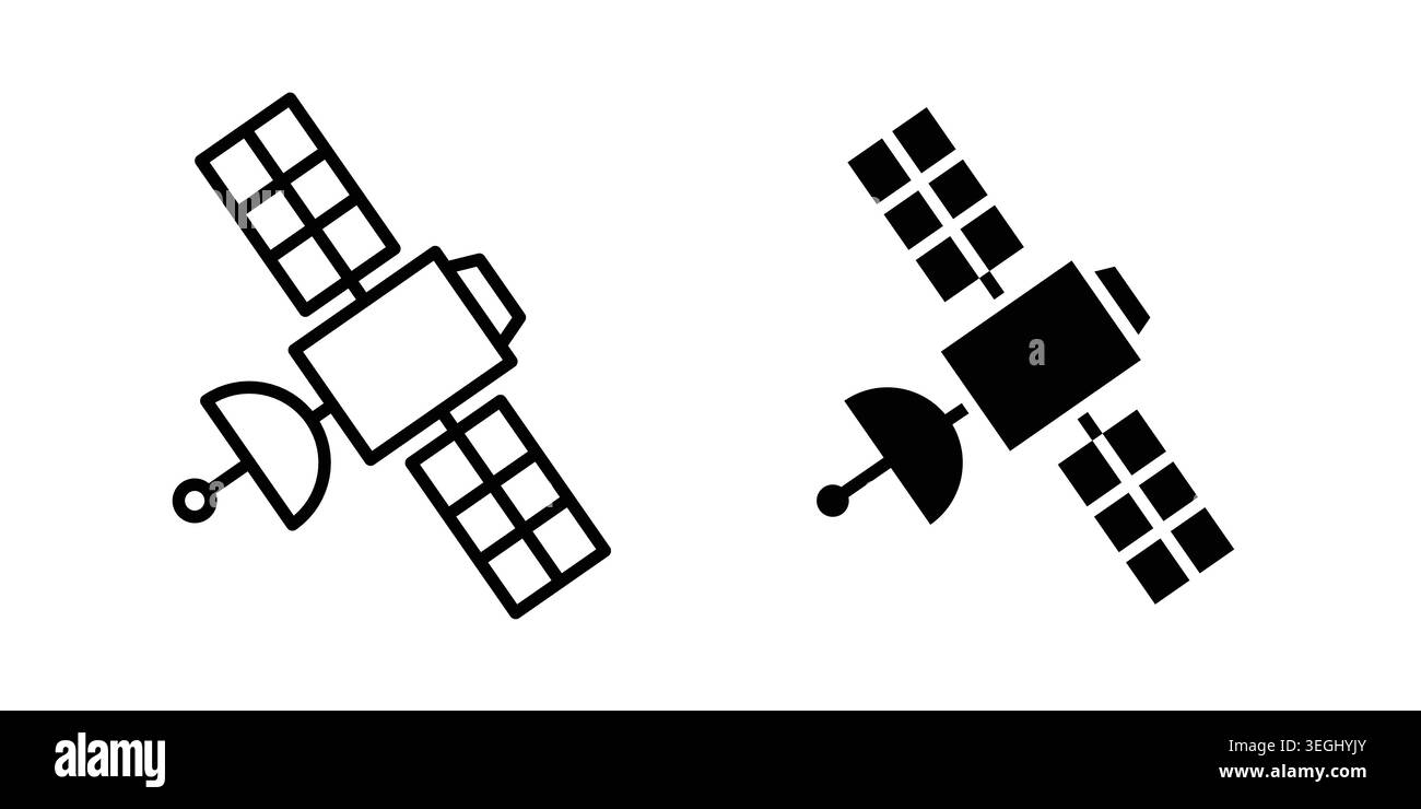 Satellite icon illustration. Pixel perfect vector graphics Stock Vector