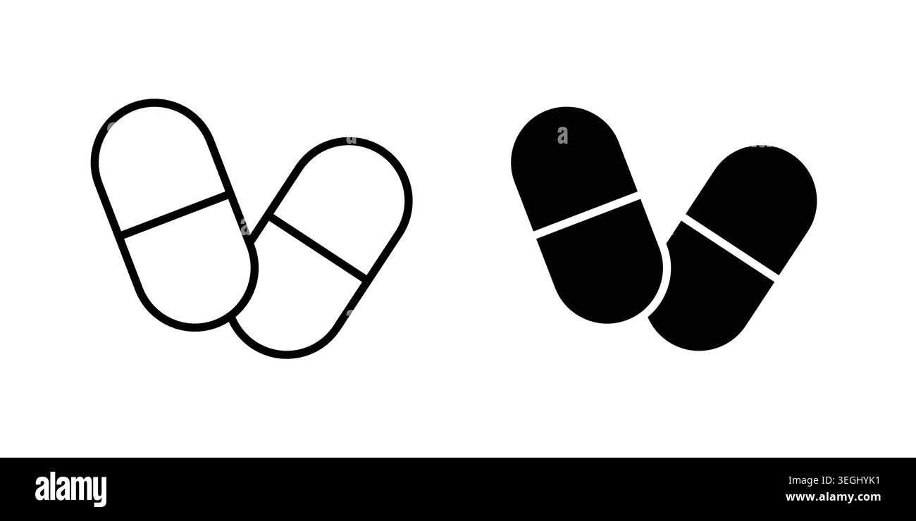 Pill icon illustration. Pixel perfect vector graphics Stock Vector