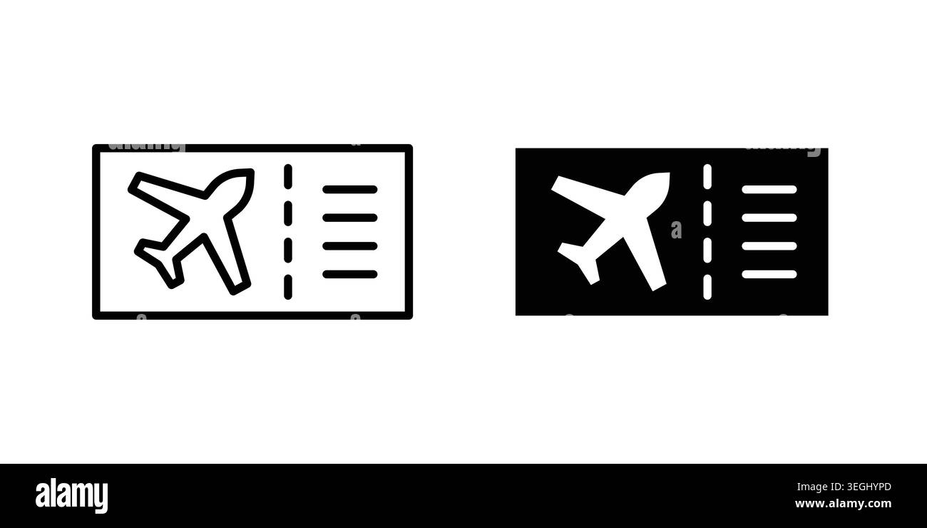 Plane Ticket icon illustration. Pixel perfect vector graphics Stock Vector