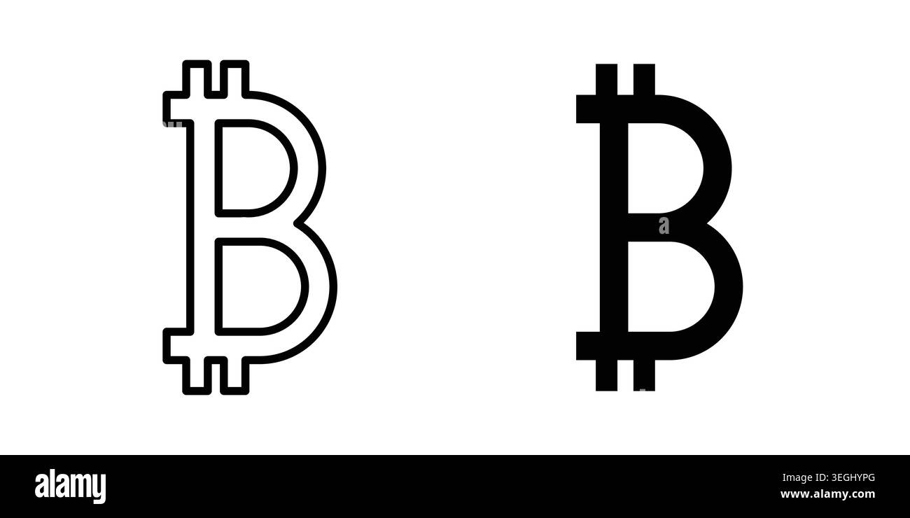 Bitcoin icon illustration. Pixel perfect vector graphics Stock Vector