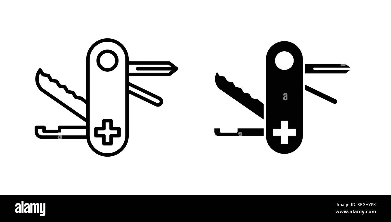 Swiss Knife icon illustration. Pixel perfect vector graphics Stock Vector