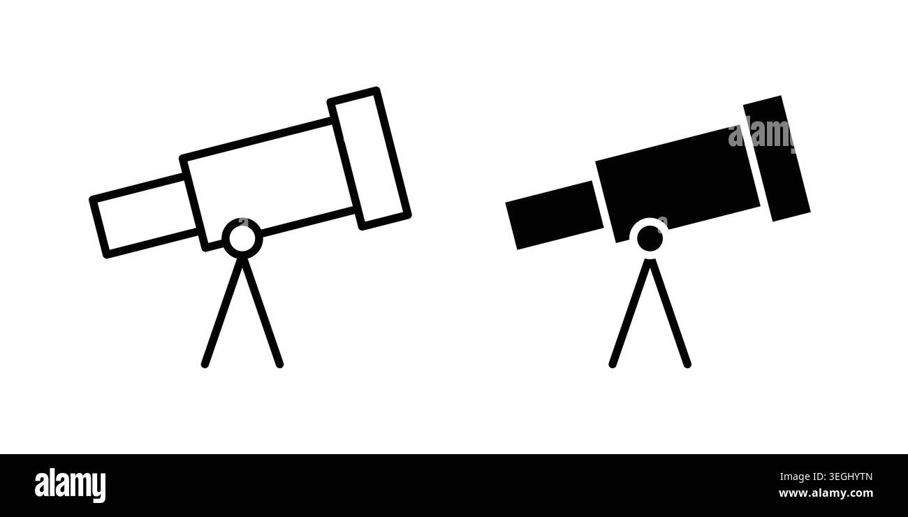 Telescope icon illustration. Pixel perfect vector graphics Stock Vector