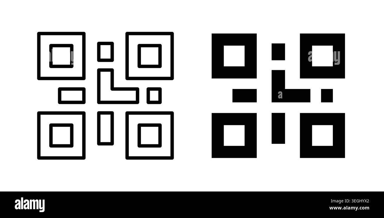 QR code icon illustration. Pixel perfect vector graphics Stock Vector