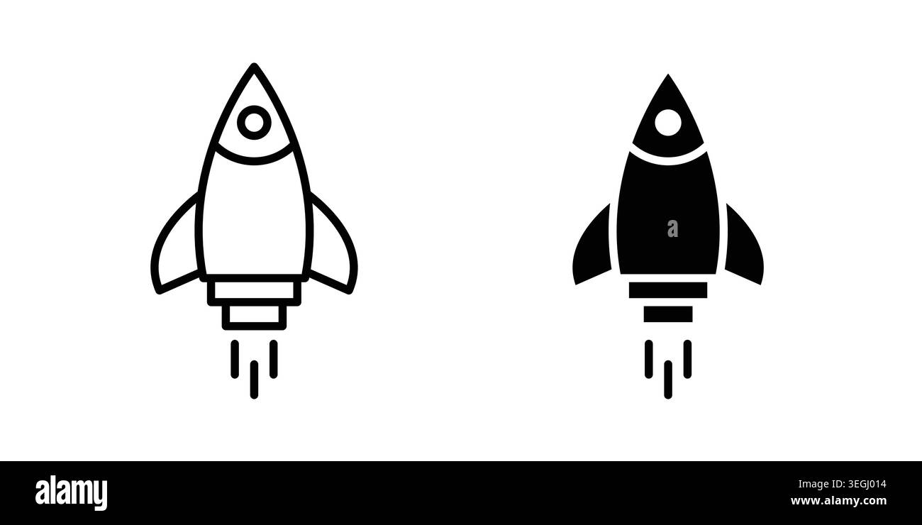 Rocket icon illustration. Pixel perfect vector graphics Stock Vector