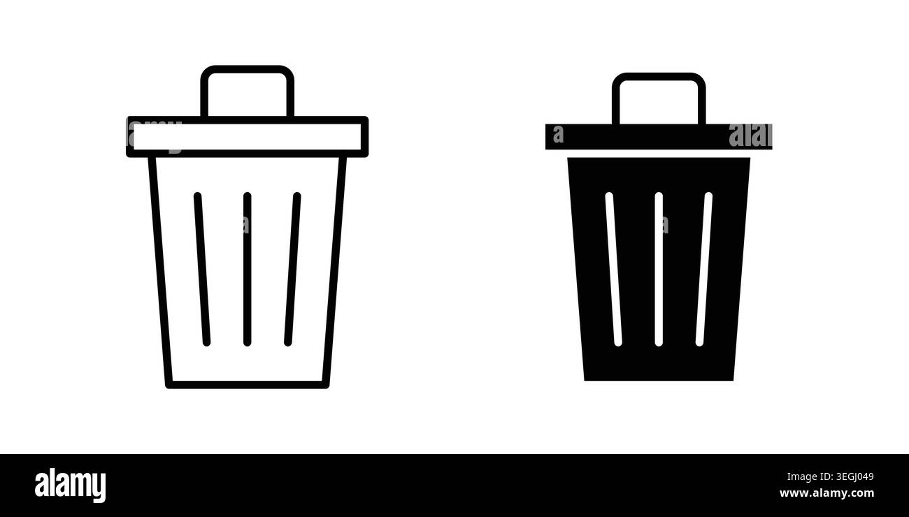 Bin icon illustration. Pixel perfect vector graphics Stock Vector