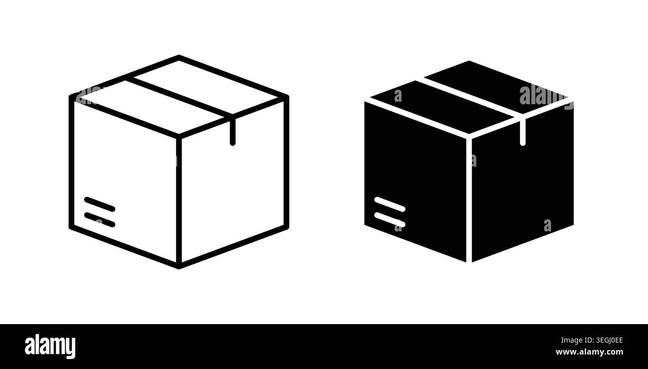 Box icon illustration. Pixel perfect vector graphics Stock Vector