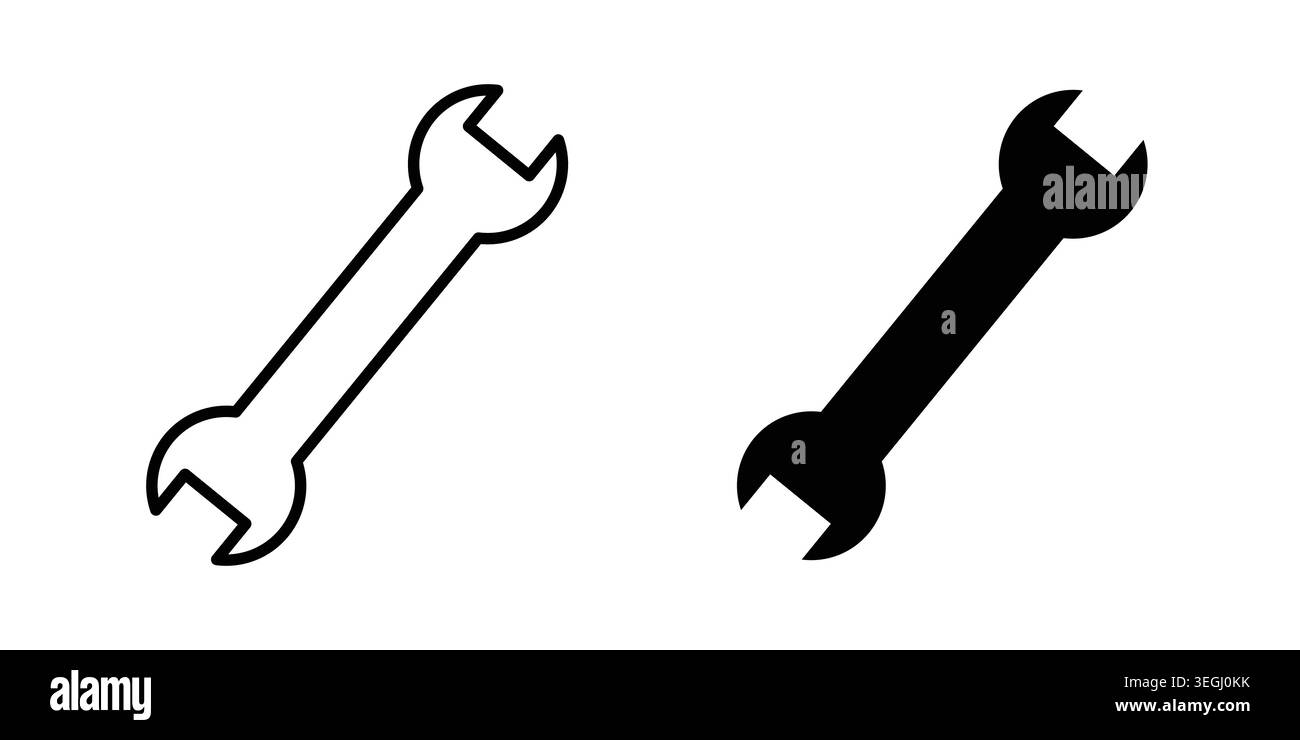 Wrench icon illustration. Pixel perfect vector graphics Stock Vector