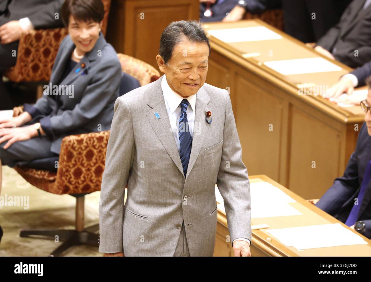 Prime minister taro aso arrives hi-res stock photography and
