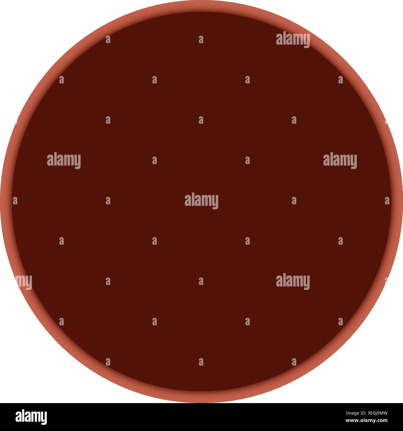 Dark brown circular button icon, flat solid style, terracotta rim Stock Vector