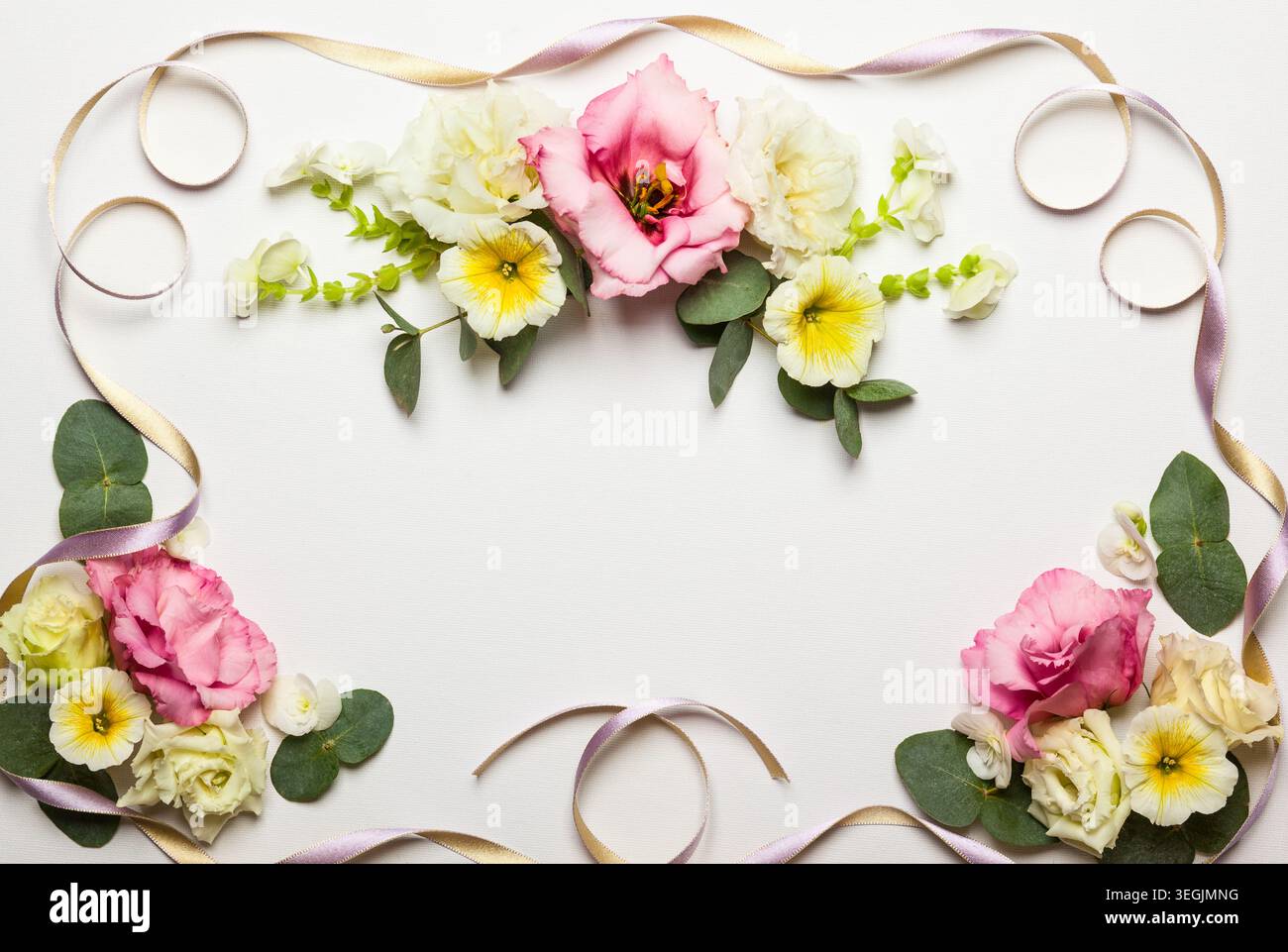 Festive flower composition on the white background Stock Photo